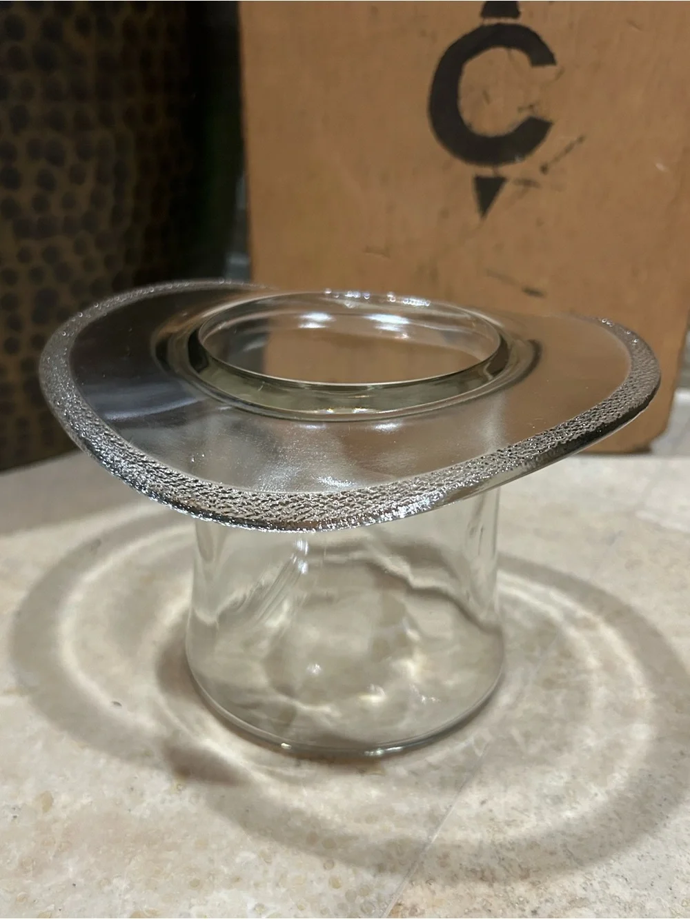 vintage Blenko Clear Glass Too Hat Vase